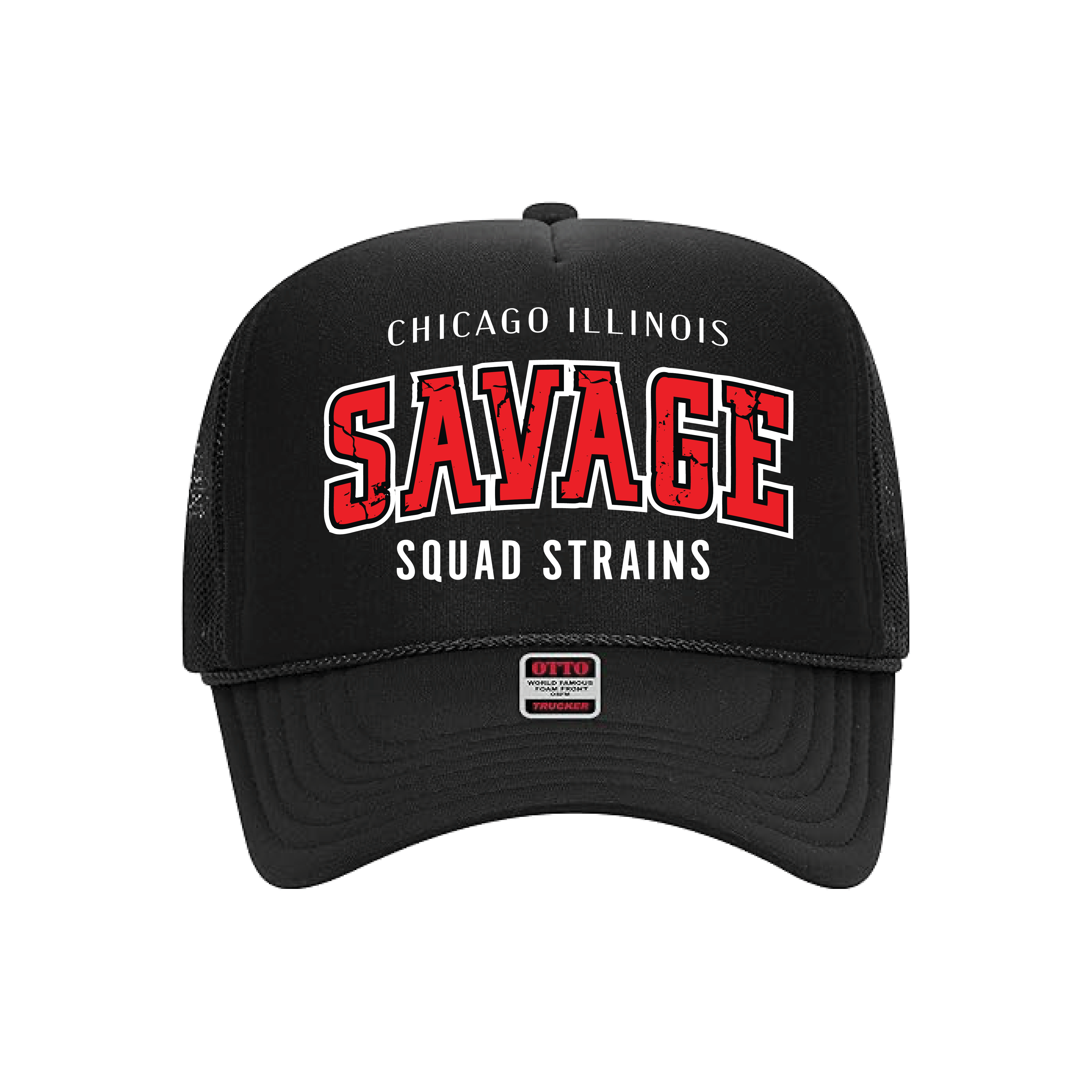 Savage Squad trucker hat, front and back