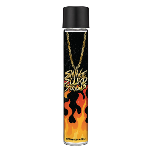 Savage Squad Strains 1 gram pre-roll glass tube